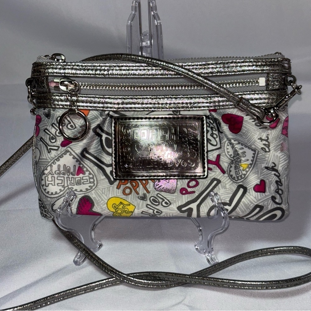 Coach Poppy Multicolor Graffiti Print Double Zipper Crossbody - Picture 2 of 13
